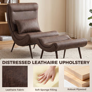 Close-up of the distressed leathaire fabric, sponge filling and plywood frame material