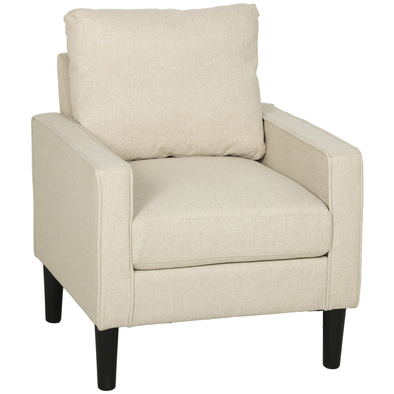 Cream Homcom accent chair on a white background with black tapered legs