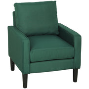 Dark green Homcom accent chair on a white background with black tapered legs