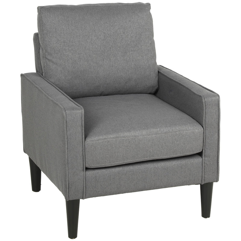 Dark grey Homcom accent chair on a white background with black tapered legs