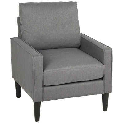 Dark grey Homcom accent chair on a white background with black tapered legs