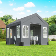 3x3m Garden Party Gazebo with Weatherproof Shelter and Zipped Doors for Outdoor Gatherings, Grey Outsunny