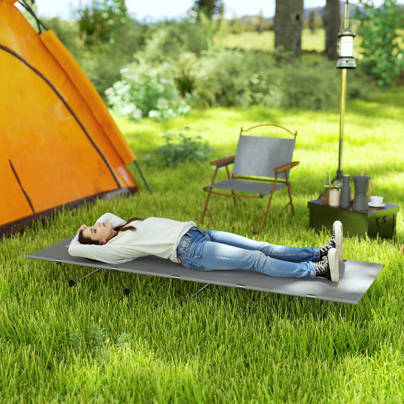 Camping Bed Foldable Lightweight Cot for Comfortable Sleep Off the Ground Dark Grey