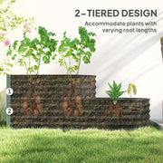 Light Green Two Tier Galvanised Steel Garden Planter for Outdoor Plants by Outsunny