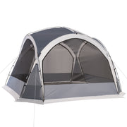 Family Camping Tent for 6 to 8 People with Mesh Walls and Removable Curtains White Grey Outsunny