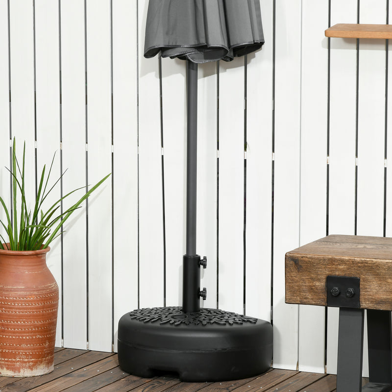 Black Half Parasol Umbrella Base Fillable With Water or Sand by Outsunny
