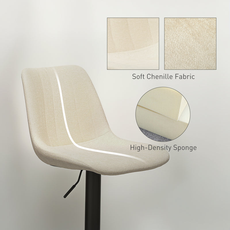 Set of Two Beige Chenille Feel Tub Stools Stylish and Comfortable by HOMCOM