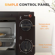 Black 9L Mini Electric Oven With Adjustable Temperature Ideal For Grilling And Toasting