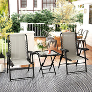 3 Piece Garden Bistro Set For Balcony Or Patio With Foldable Table and Chairs, Cream White Outsunny