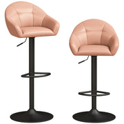 Blush pink adjustable bar stool set of 2 by Homcom, front and back view
