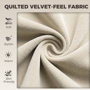 Close-up of the quilted cream velvet-feel fabric used on the bar stool seat and back