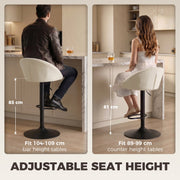 Seat height panel showing 61 cm for counter height tables and 83 cm for bar height tables