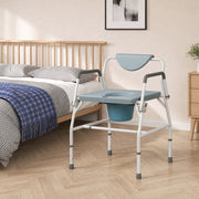 Commode chair used as a bedside commode next to a bed