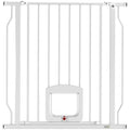 Adjustable dog gate with cat door in white by Pawhut