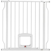 Adjustable dog gate with cat door in white by Pawhut