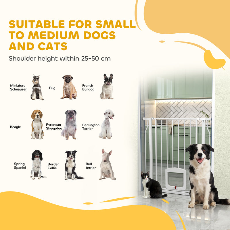 Adjustable dog gate cat door lock mechanism close-up