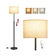 Vasagle Ink Black floor lamp with fabric shade shown next to colour swatches and included LED bulb