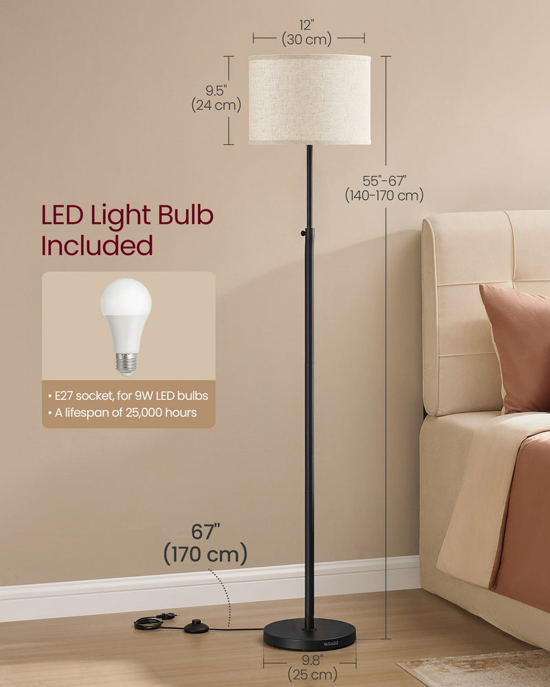 Dimensions diagram showing the floor lamp's 30 cm shade, 24 cm shade height and 140-170 cm adjustable height