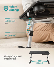 Leg height settings from 25.5 cm to 36 cm and 51 cm of legroom underneath