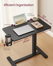 Top-down organisation view with a tablet in the device slot and drinks in both holders