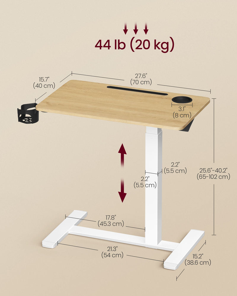 Specification drawing with tabletop, base and height measurements