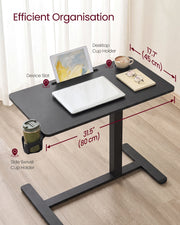 Labelled 80 x 45 cm top with device slot, desktop cup holder and side swivel holder