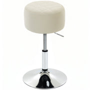 HOMCOM beige velvet-feel adjustable swivel bar stool on chrome base