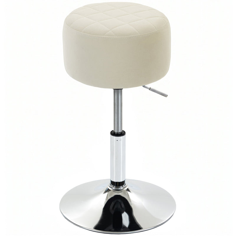 HOMCOM beige velvet-feel adjustable swivel bar stool on chrome base