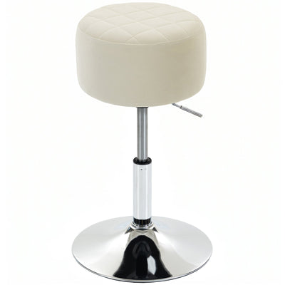 HOMCOM beige velvet-feel adjustable swivel bar stool on chrome base