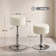 Dimension diagram showing 35cm seat, 17cm cushion, 51-66cm height and 38.5cm base