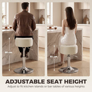 Two people seated at counter height showing the 51cm and 66cm seat height options