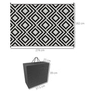 Black Reversible Outdoor Rug 182x274cm Lightweight Plastic Mat for Camping and Garden