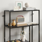 Charcoal Grey 4 Tier Bookshelf With Open Shelves For Living Room Or Home Office Storage