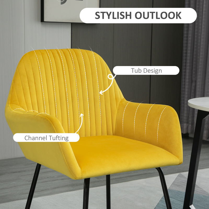 HOMCOM Modern Dining Furniture Set with Round Table and Accent Armchair Black and Yellow AOSOM