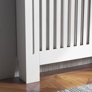 White Slatted MDF Radiator Cover Cabinet With Lined Grill Ideal For Stylish Heating