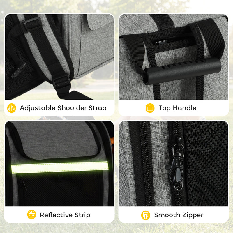 Backpack Pet Carrier with Expandable Space for Cats and Small Dogs Light Grey