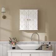 White Wall Mounted Bathroom Cabinet With Adjustable Shelf and Double Doors by HOMCOM