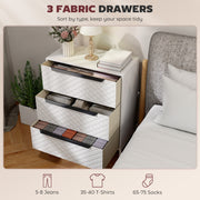3 Drawer Fabric Dresser with Aluminium Handles Ideal for Bedroom Storage White