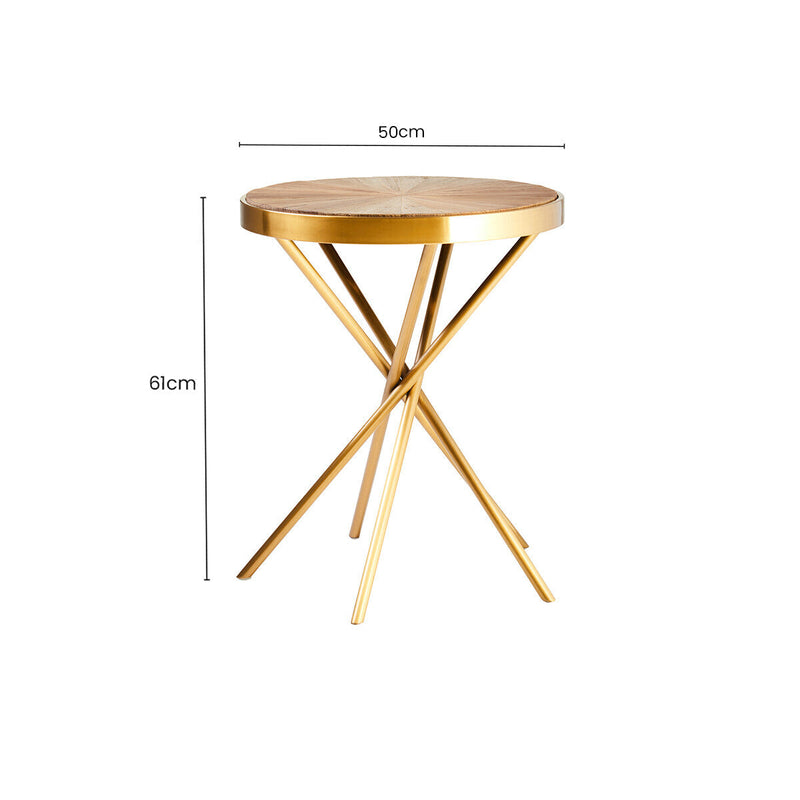 Dimensions diagram for the round side table showing 50cm diameter and 61cm height