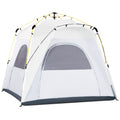 Outsunny 3 Person Automatic Camping Tent, Outdoor Pop Up Tent, Portable Backpacking Dome Shelter, Light Grey