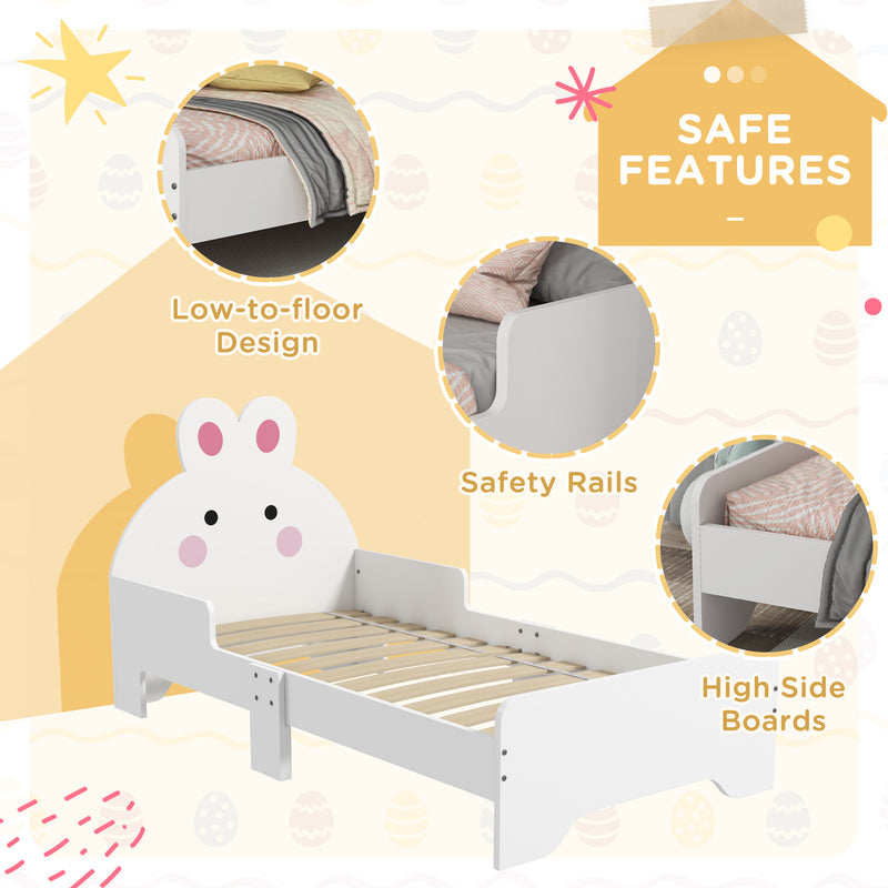 Toddler Bed with Rabbit Design Ideal for Kids Bedroom Play and Sleep Space, White