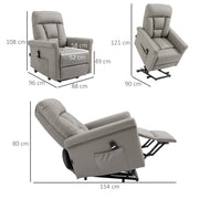 Electric Recliner Armchair with Remote and Footrest for Elderly Comfort and Support Grey
