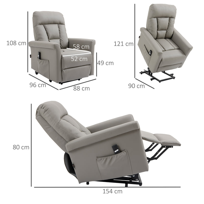 Electric Recliner Armchair with Remote and Footrest for Elderly Comfort and Support Grey
