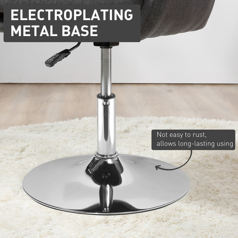 Swivel Accent Chair with Adjustable Height and Lumbar Support for Home Office, Dark Grey