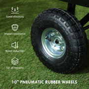 Blue 114L Steel Frame Garden Cart Trolley for Heavy Duty Yard Work by Outsunny