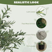 Artificial Olive Tree 4ft with 450 Leaves and 20 Fruits in Pot for Indoor Decor by Outsunny