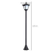 Set of 2 Black Solar Garden Post Lights with LED Lanterns and Dusk Sensor 1.2M Tall