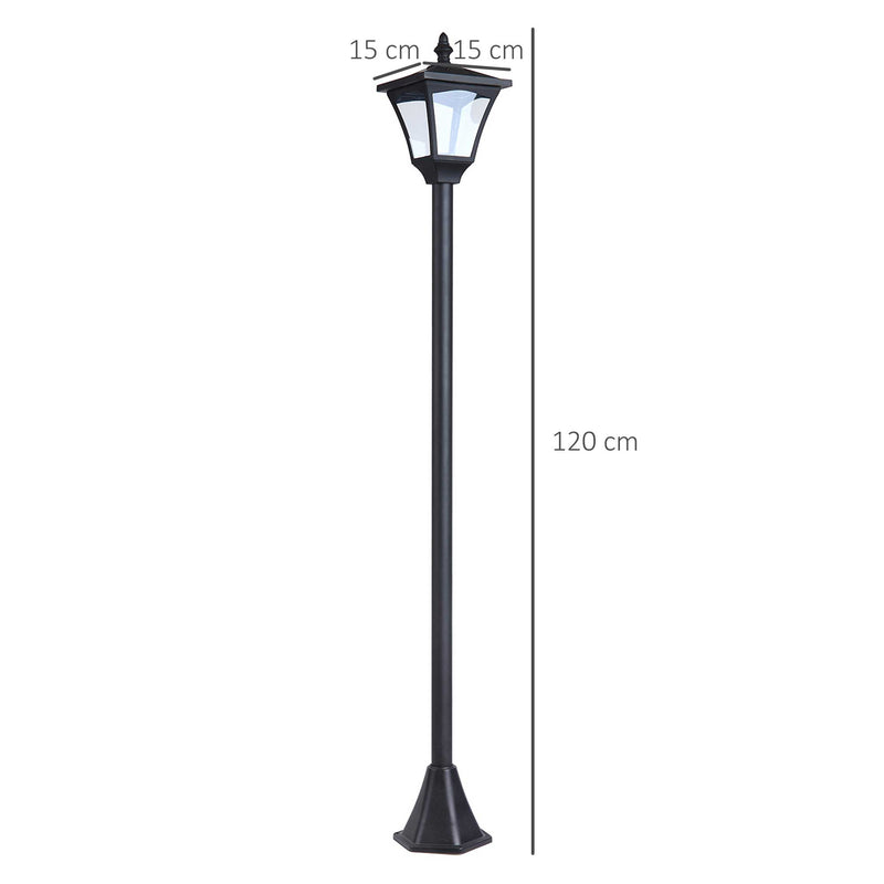 Set of 2 Black Solar Garden Post Lights with LED Lanterns and Dusk Sensor 1.2M Tall