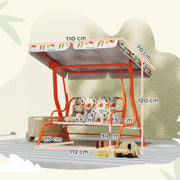 2 Seater Kids Garden Swing Bench With Adjustable Canopy And Safety Belts, Orange Aiyaplay