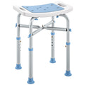 Height Adjustable Aluminium Shower Stool for Bath Safety and Comfort, Light Blue Homcom